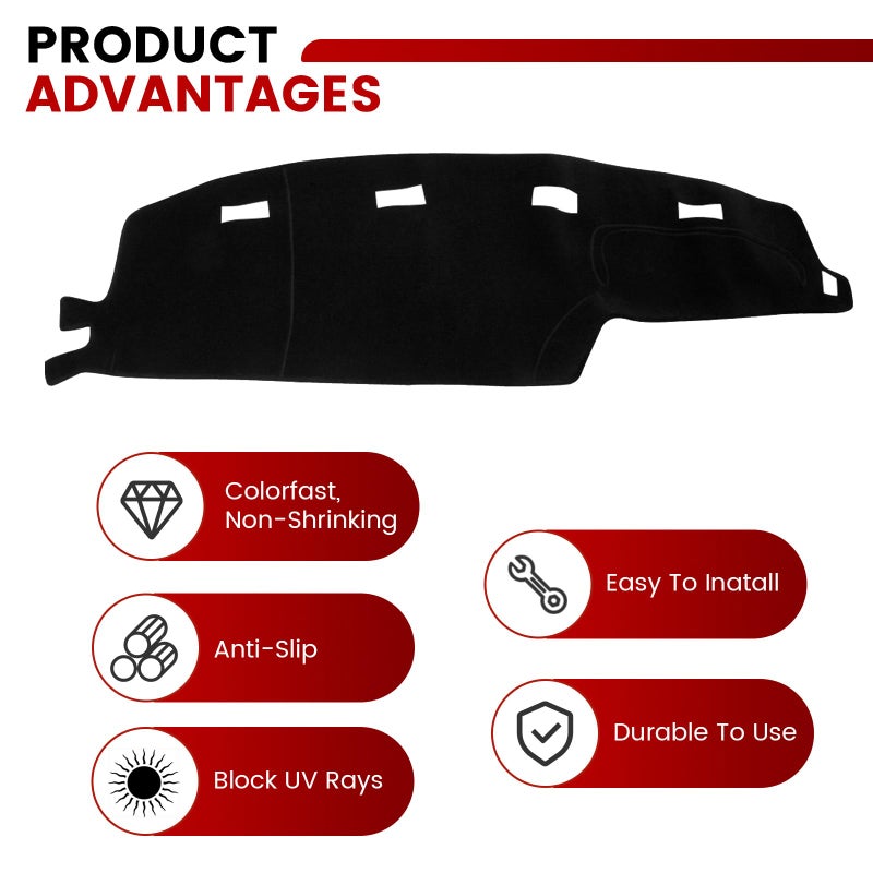 Hex Autoparts Dash Cover Mat Dashboard Pad for 94-97 Dodge Ram 1500 2500 3500 Truck (Black) - Image 3